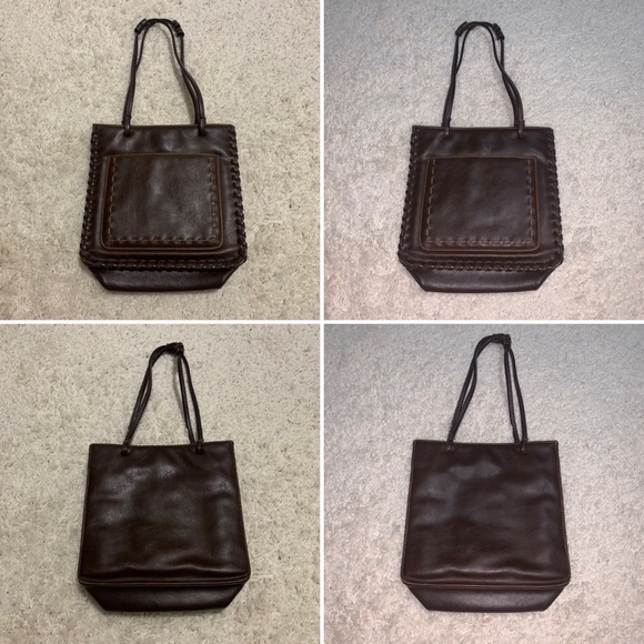 VINTAGE Dark Brown Faux Leather-Like Braided Bag Mini Purse - Picture 2 of 16